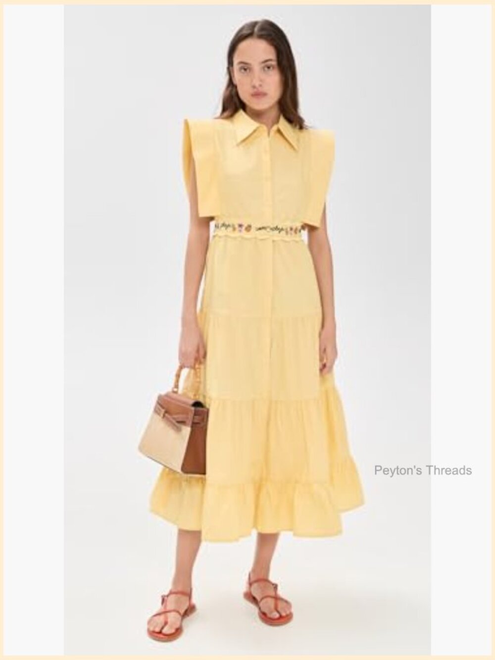 Lightweight Poplin Midi Dress with Embroidery - Picture 5 of 6